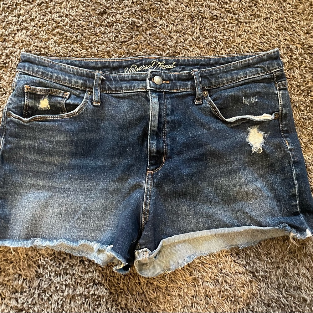 Universal Thread Distressed Dark Blue Denim Cutoff Shorts
